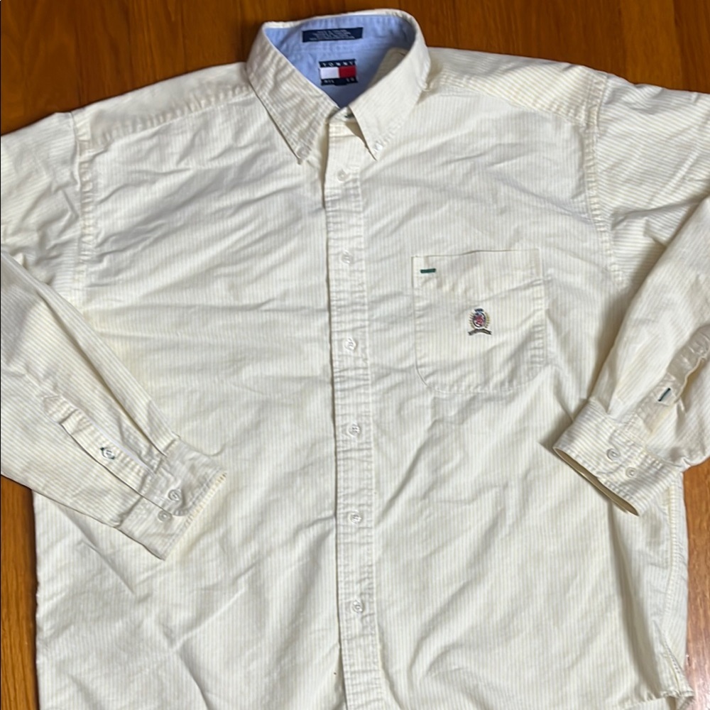 Tommy Hilfiger Men's Cream stripe Button Down Shirt